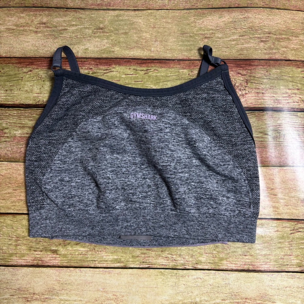 Gymshark Dry Seamless Sports Bra Gray Purple Marl Adjustable Straps Small